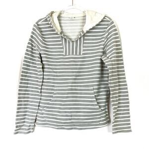Old Navy | Pullover Sweater French Terry Stripe Gray White Cotton Blend Womens S
